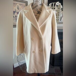 Cream Wool Blend Vintage Herman Kay Coat Button Front Women’s Size 12 Old Money